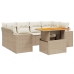 Set sofás de jardín 7 piezas y cojines ratán sintético beige