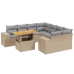 Set de sofás de jardín 9 pzas con cojines ratán sintético beige