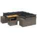 Set de muebles de jardín 9 pzas y cojines ratán sintético gris