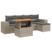 Set de muebles de jardín 6 pzas y cojines ratán sintético gris