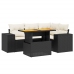 Set de muebles de jardín 5 pzas y cojines ratán sintético negro