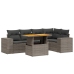 Set de muebles de jardín 6 pzas y cojines ratán sintético gris