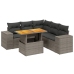 Set de muebles de jardín 6 pzas y cojines ratán sintético gris