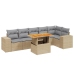 Set sofás de jardín 7 piezas y cojines ratán sintético beige
