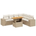 Set sofás de jardín 7 piezas y cojines ratán sintético beige