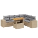 Set sofás de jardín 7 piezas y cojines ratán sintético beige