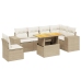 Set sofás de jardín 7 piezas y cojines ratán sintético beige