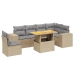 Set sofás de jardín 7 piezas y cojines ratán sintético beige