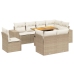 Set de sofás de jardín 9 pzas con cojines ratán sintético beige