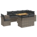 Set de muebles de jardín 9 pzas y cojines ratán sintético gris