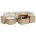 Set sofás de jardín 7 piezas y cojines ratán sintético beige