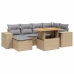 Set sofás de jardín 7 piezas y cojines ratán sintético beige