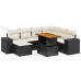 Set de sofás de jardín 8 piezas y cojines ratán sintético negro