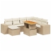 Juego de sofás de jardín con cojines beige 8 pzas ratán PE