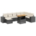 Set de sofás de jardín 8 piezas y cojines ratán sintético negro
