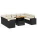 Set de sofás de jardín 10 pzas cojines ratán sintético negro