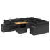 Set de sofás de jardín 10 pzas cojines ratán sintético negro