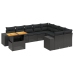 Set de sofás de jardín 10 pzas cojines ratán sintético negro