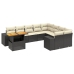 Set de sofás de jardín 10 pzas cojines ratán sintético negro