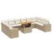 Set de sofás de jardín 11pzas con cojines ratán sintético beige