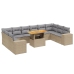 Set de sofás de jardín 11pzas con cojines ratán sintético beige