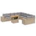 Set de sofás de jardín 11pzas con cojines ratán sintético beige