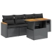 Set de muebles de jardín 5 pzas y cojines ratán sintético negro