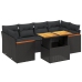 Set de comedor de jardín 7 pzas y cojines ratán sintético negro