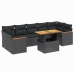 Set de sofás de jardín 8 piezas y cojines ratán sintético negro