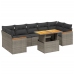 Set de sofás de jardín 8 pzas y cojines ratán sintético gris