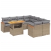 Set de sofás de jardín 9 pzas con cojines ratán sintético beige