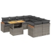 Set de muebles de jardín 9 pzas y cojines ratán sintético gris