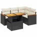 Set de muebles de jardín 5 pzas y cojines ratán sintético negro