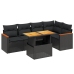 Set de sofás de jardín 6 piezas y cojines ratán sintético negro