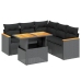 Set de sofás de jardín 6 piezas y cojines ratán sintético negro