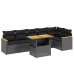 Set de comedor de jardín 7 pzas y cojines ratán sintético negro