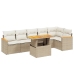 Set sofás de jardín 7 piezas y cojines ratán sintético beige