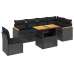 Set de comedor de jardín 7 pzas y cojines ratán sintético negro