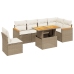 Set sofás de jardín 7 piezas y cojines ratán sintético beige