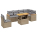 Set sofás de jardín 7 piezas y cojines ratán sintético beige
