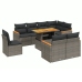 Set de muebles de jardín 9 pzas y cojines ratán sintético gris