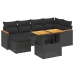 Set de comedor de jardín 7 pzas y cojines ratán sintético negro