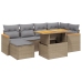 Set sofás de jardín 7 piezas y cojines ratán sintético beige