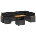 Set de sofás de jardín 8 piezas y cojines ratán sintético negro