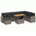 Set de muebles de jardín 9 pzas y cojines ratán sintético gris