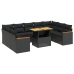 Set de sofás de jardín 10 pzas cojines ratán sintético negro