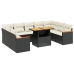 Set de sofás de jardín 10 pzas cojines ratán sintético negro