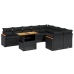 Set de sofás de jardín 10 pzas cojines ratán sintético negro