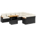 Set de sofás de jardín 10 pzas cojines ratán sintético negro