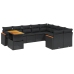 Set de sofás de jardín 10 pzas cojines ratán sintético negro